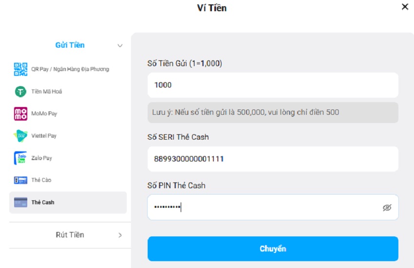 Thuc hien nap tien Fun88 qua the cash