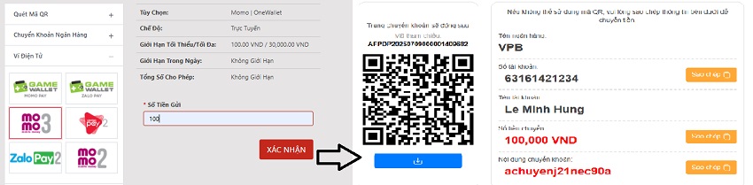Thuc hien gui tien Vn88 qua vi dien tu