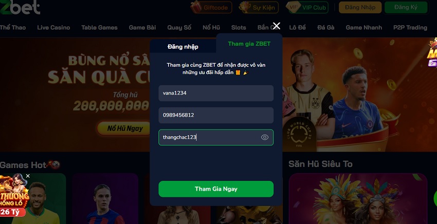 Thông tin tạo tài khoản cược Zbet Thong tin dang ky zbet