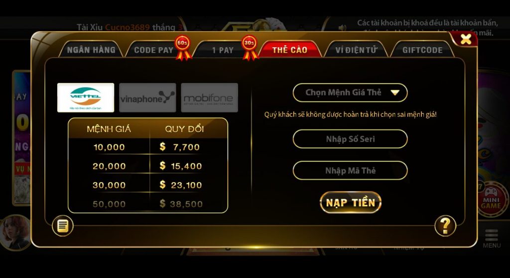 Nap tien vao Fa88 bang the cao