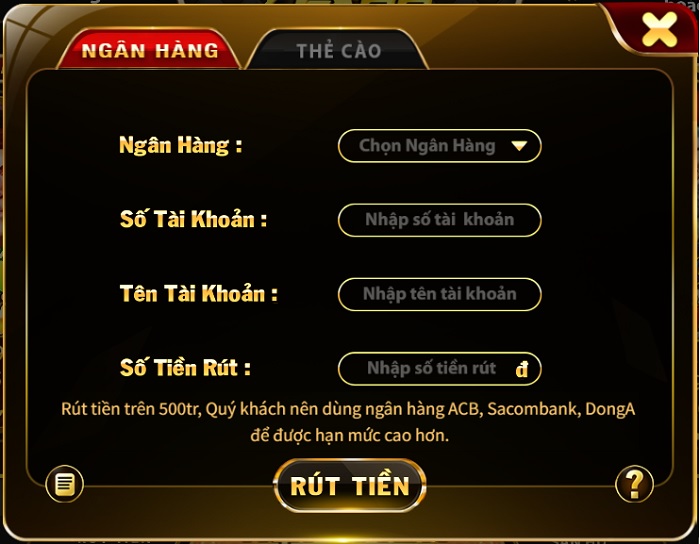 Rut tien tai Fa88 qua ngan hang