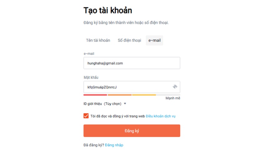 Cach tao tai khoan Letou qua e-mail