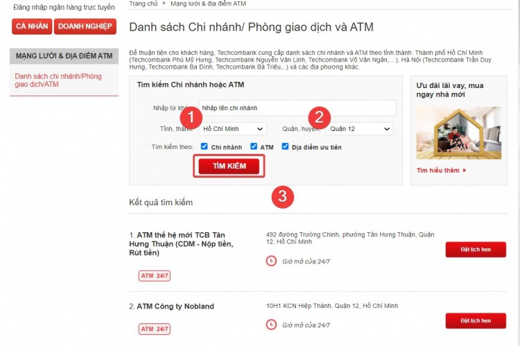 Cach kiem tra tai khoan Techcombank nhanh qua app