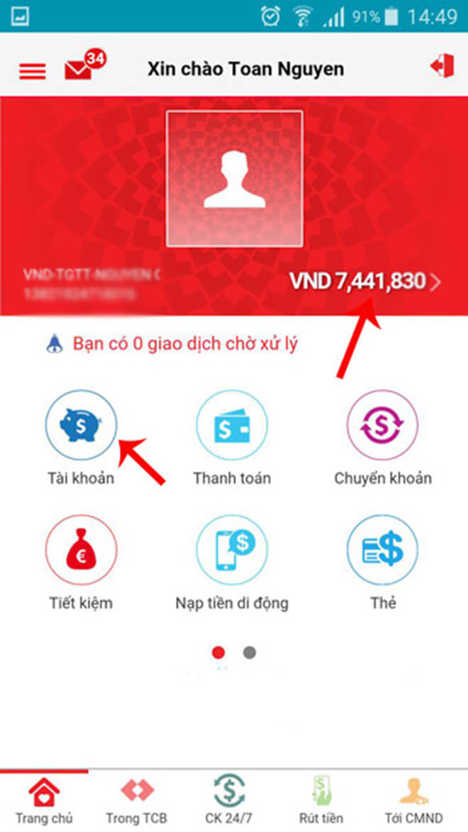 Xem nhanh so du qua SMS Banking