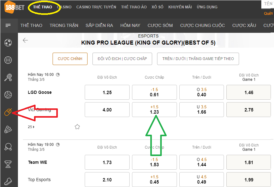 Thao tác cá cược King of Glory tại 188Bet Thao tac ca cuoc King of Glory tai 188Bet